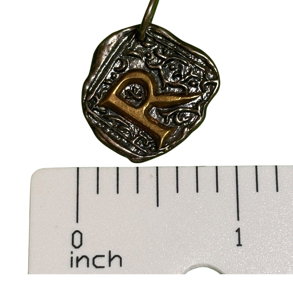 Waxing Poetic Initial R Charm Pendant Sterling Silver Brass Wax Seal 925 Mono